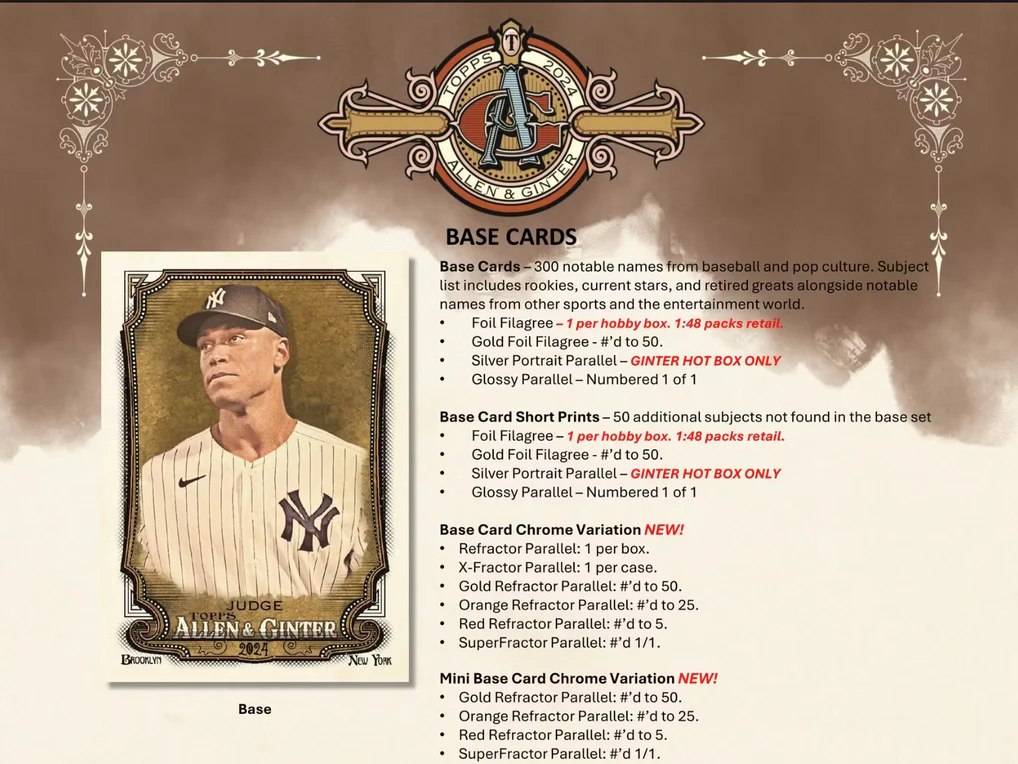 Baseball Hobby Pack 2024 Topps Allen & Ginter by Ravli